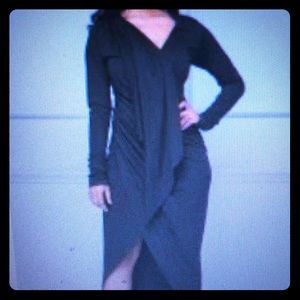 Asymmetrical black wrap dress